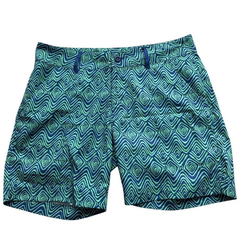 Birdies Teal and Navy Geometric Print Women's Shorts